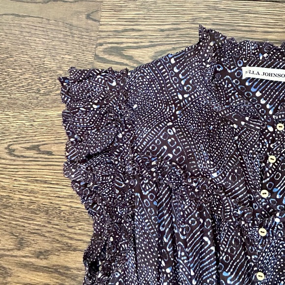 Ulla Johnson Rosalind Indigo Print Ruffle Midi Dress - Picture 5 of 14